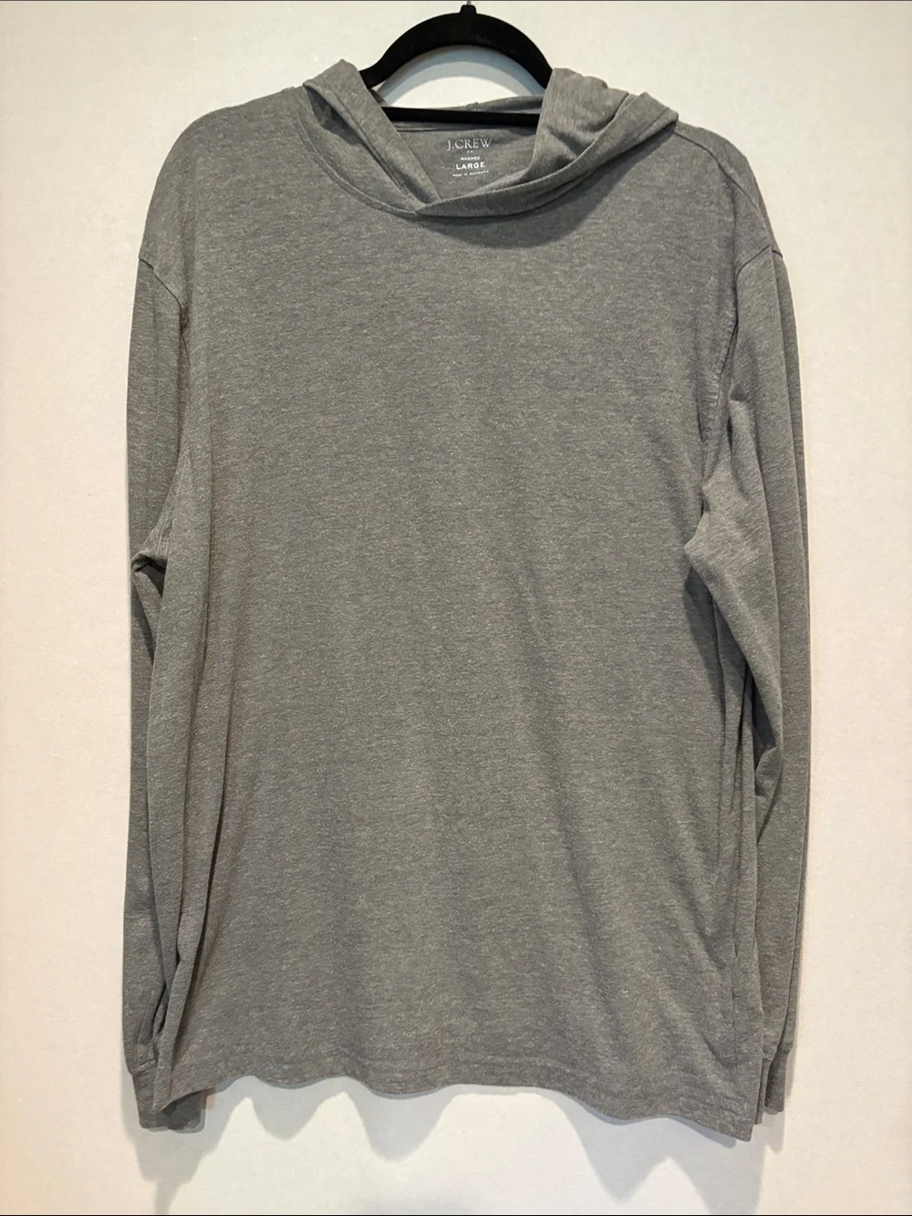 J. Crew - Men's long sleeve hooded t-shirt. Heathered Gray. Large.